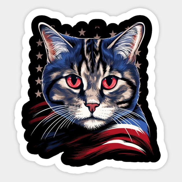 Patriotic American Shorthair Sticker by JH Mart